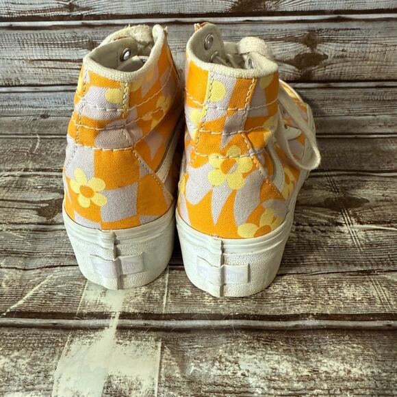 Vans Yellow and White Floral High-Top Sneakers SK8 Hi Platform - Picture 3 of 7